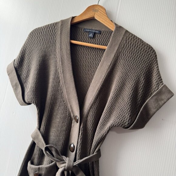 Banana Republic Olive Green Sz S Belted Button Front Cardigan Sweater Women’s - Picture 3 of 14